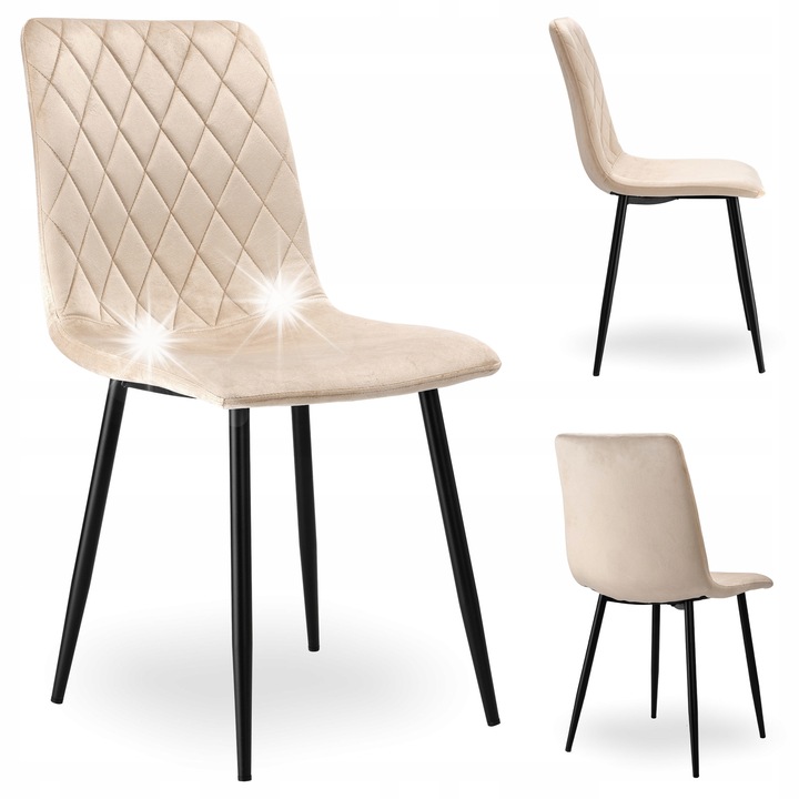 Тапициран стол Dexter, кадифе, бежов, метални крака, размери 89x45x54см, максимално тегло 120кг