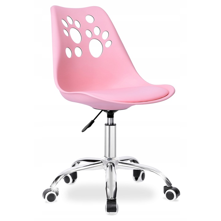 Scaun birou, eHokery, animal print, roz, 84-96cm