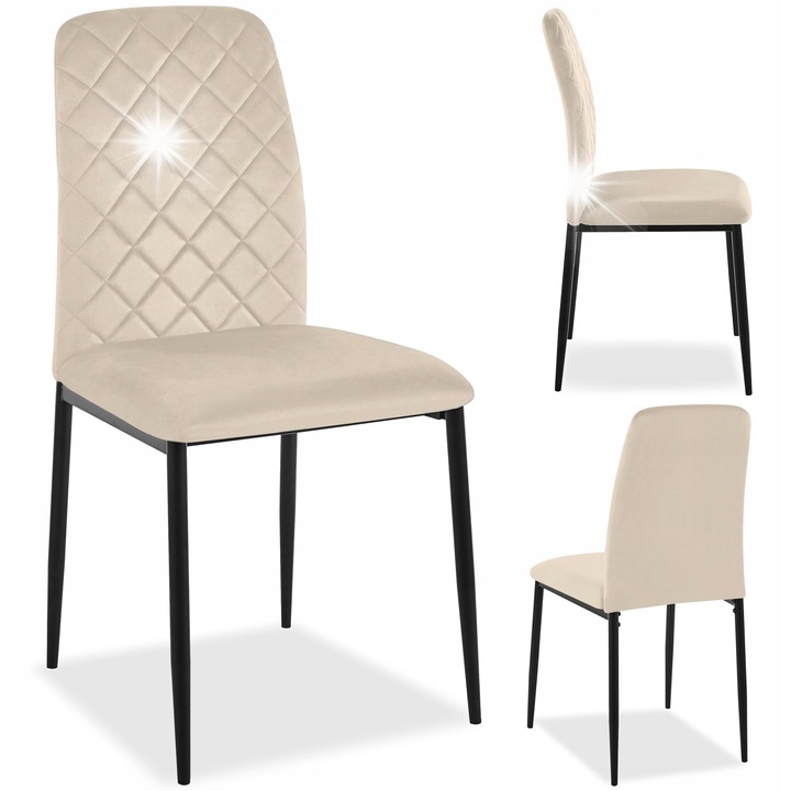 Scaun tapizat Maverik, bej, 90x46x50cm, design ergonomic, picioare metalice