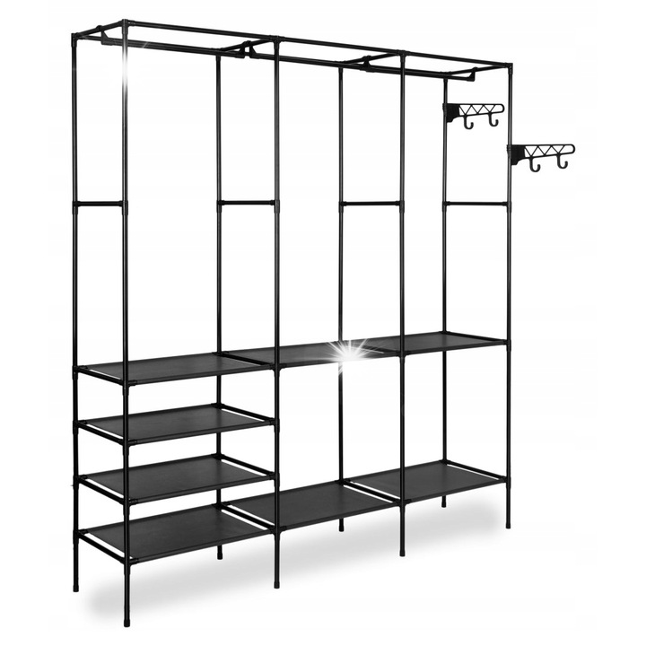 Dulap GMM Group, Syntia, 8 polite, 2 umerase, negru, 172x160x35cm