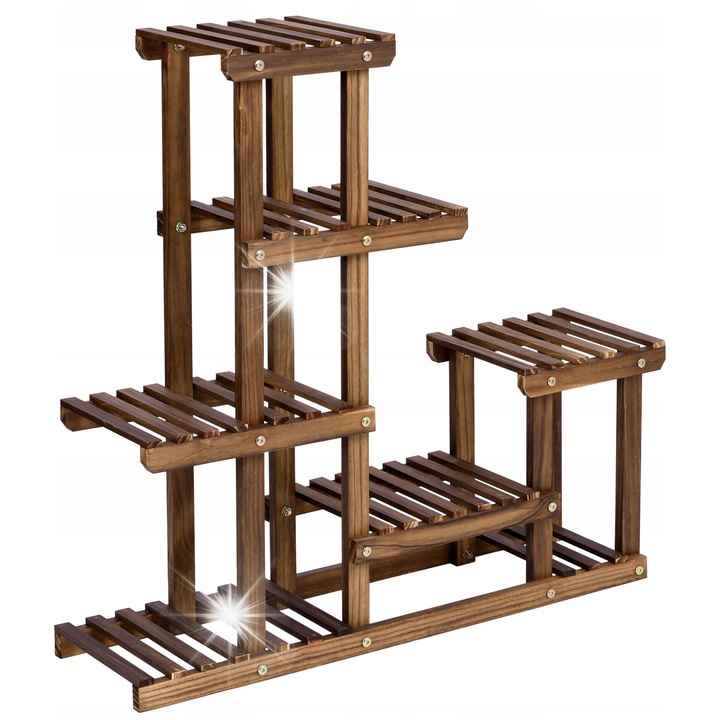 Suport de flori etalat din lemn LoftInspired, 5 niveluri, maro, 73x73x20cm