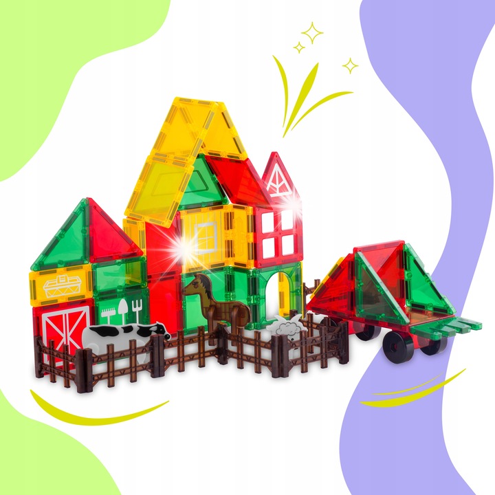 Set de constructie RicoKids, tema ferma, animale, 3D