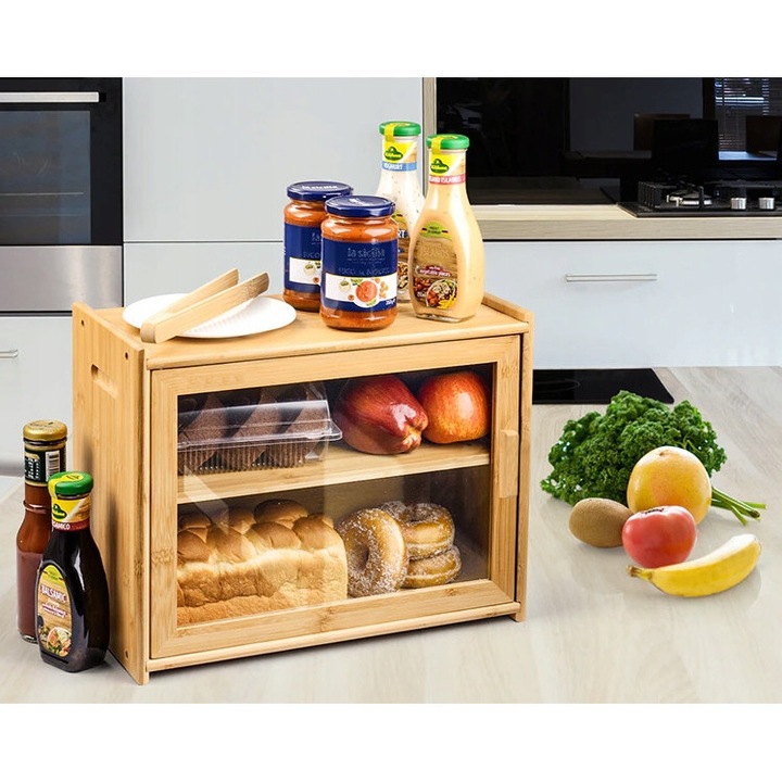 Bambusz élelmiszertartó állvánnyal, Gockowiak, 31x40x20cm, natúr