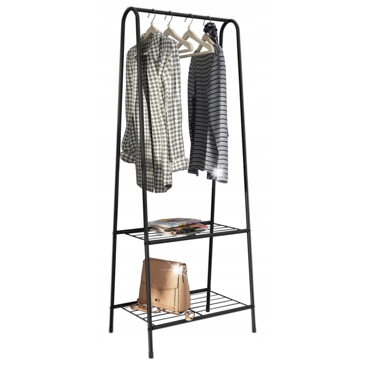 Cuier pentru haine GMM Group, cu 2 polite, negru, 153x60x34cm