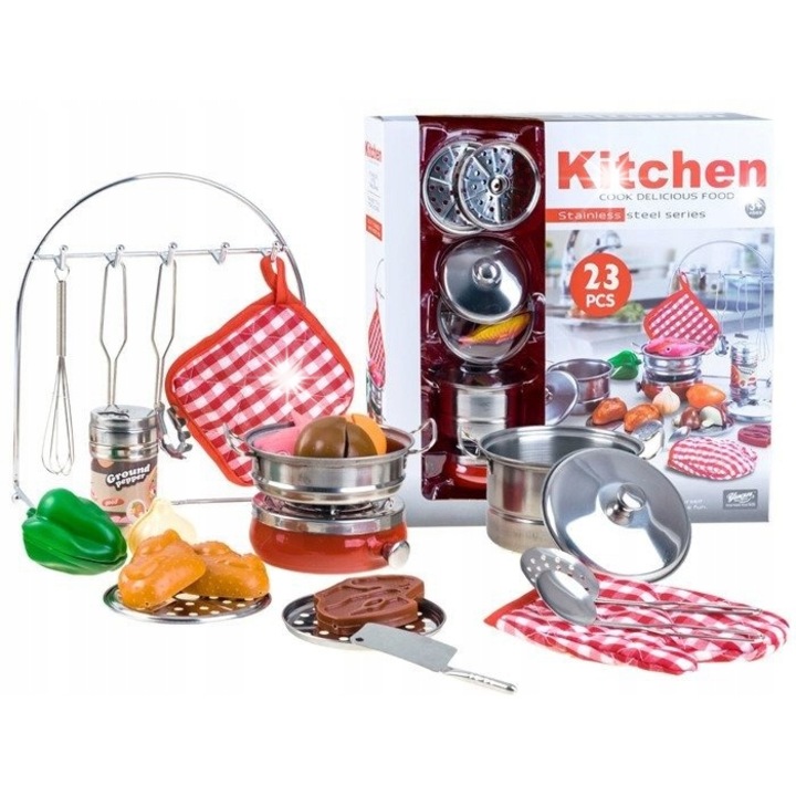 Jokomisiada konyhai készlet, 23 darabos, ezüst edények, méretek 6x10cm, 4x9cm