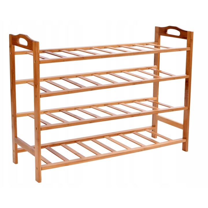 GMM Group cipőtartó polc, 4 polcos, 68,5x24x67,5cm, bambusz, 12 pár cipőhöz