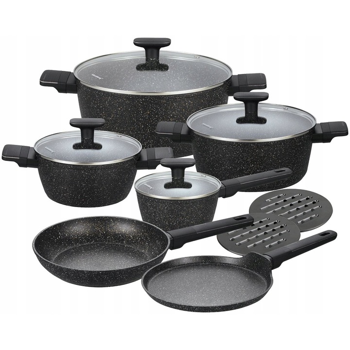 Set 12 piese Vase de Gatit KLAUSBERG cu Strat Marmorat, Inductie