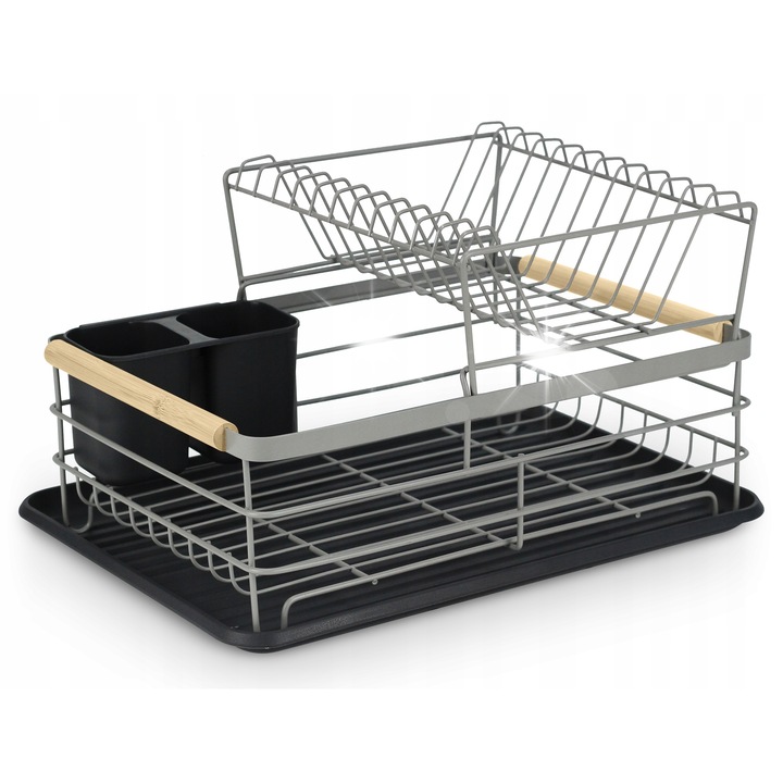 Massido MS-601 edényszárító, modern design, masszív konstrukció, 43x32x27cm, tálcával és evőeszköztartóval