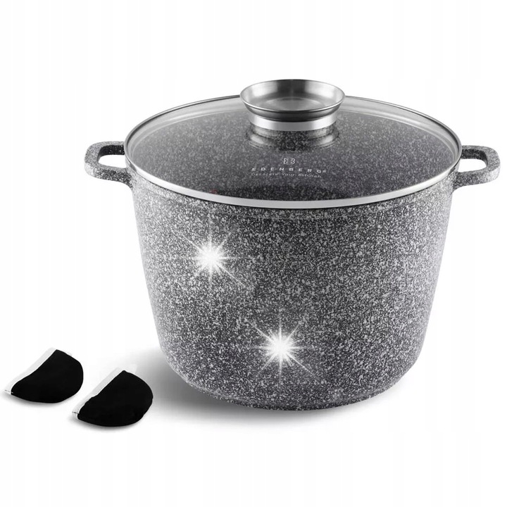 Edenberg márvány edény, üvegfedővel, 32 cm, 14L, indukciós, karcálló