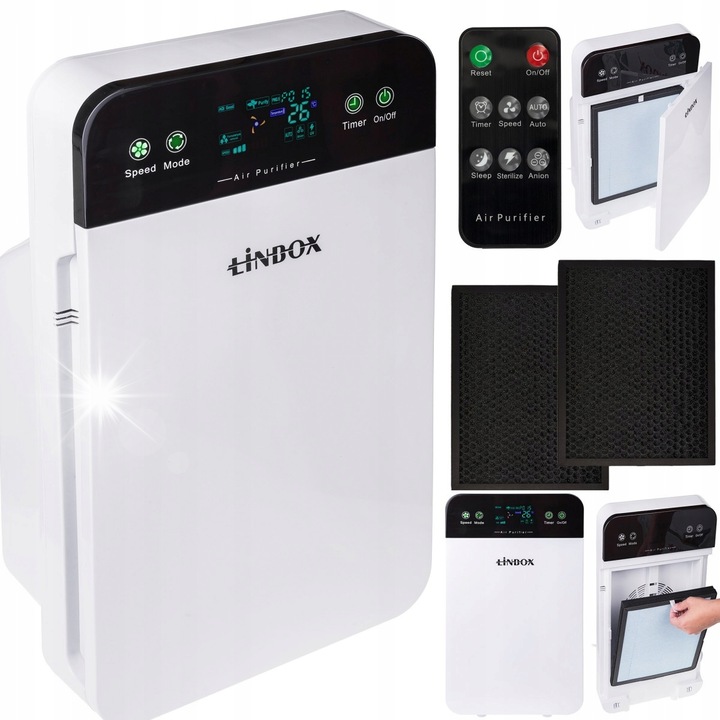 Purificator de aer automat Linbox 7w1, filtru HEPA, ionizare, 35W, pentru incaperi de pana la 60m²