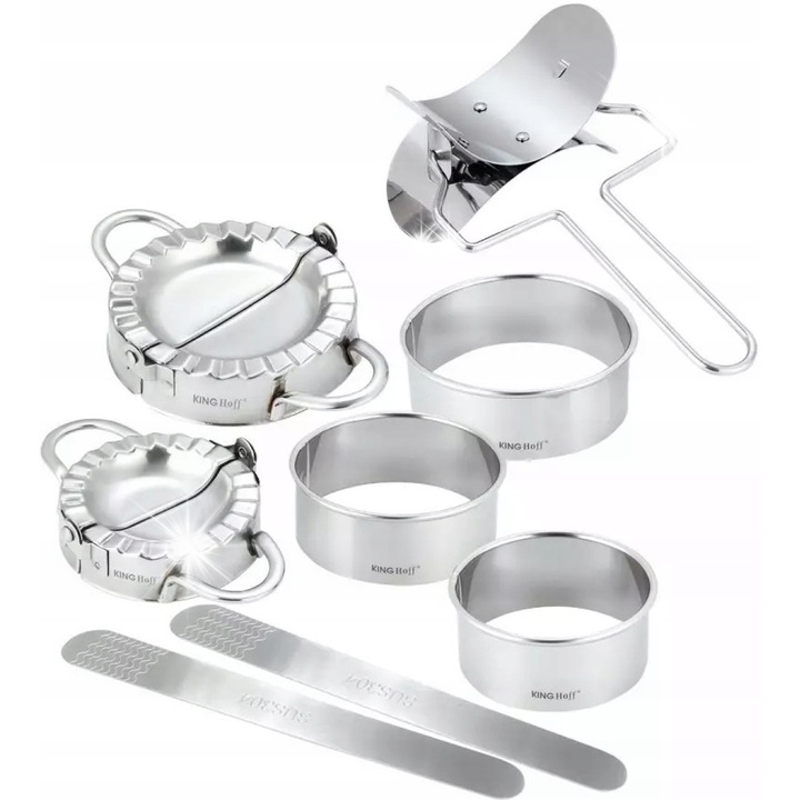 Set pentru preparare pierogi, Kinghoff, 8 elemente, otel inoxidabil, argintiu