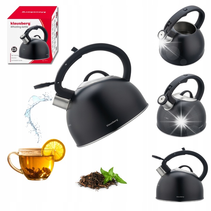 Hagyományos teáskanna síppal, Klausberg, 2,5l, fekete