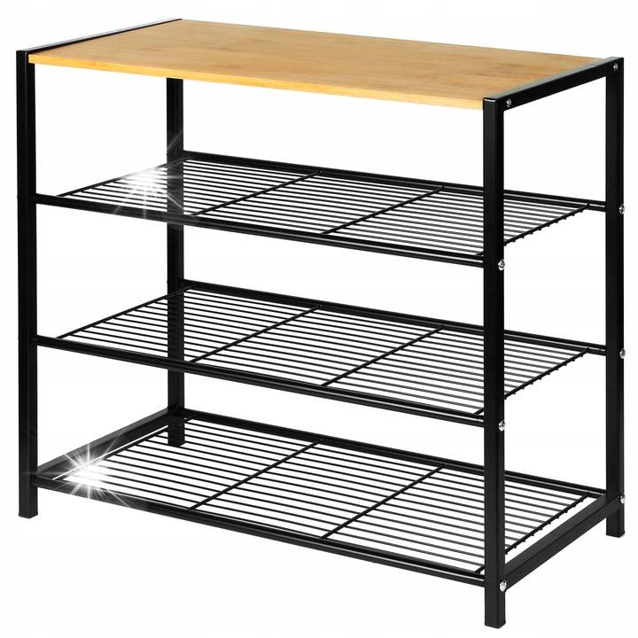 Brunbeste cipőtartó, fém, 12 pár, fekete, 60x30x56cm