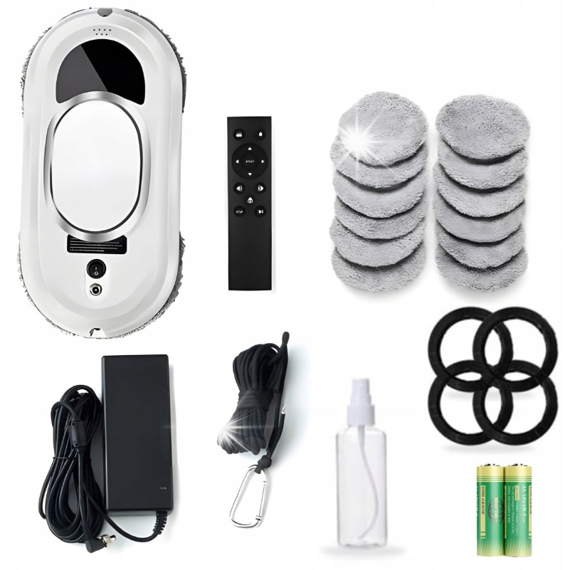 Set Robot Inteligent pentru curatarea geamurilor si oglinzilor, automat, alb