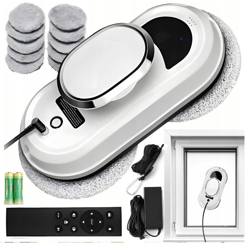 Set Robot Inteligent pentru curatarea geamurilor si oglinzilor, automat, alb
