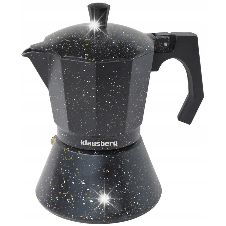 Kávéfőző, Klausberg, 600ml, alumínium, rozsdamentes acél, fekete márvány