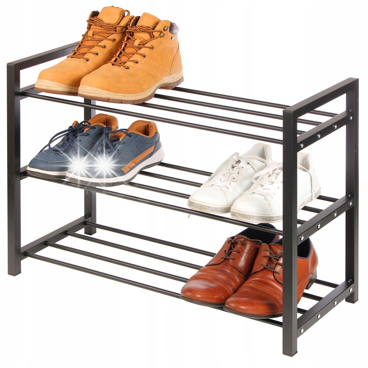 Brunbeste cipőtartó, 3 szintes, fém, 10 pár, 61x47,5x30cm, fekete