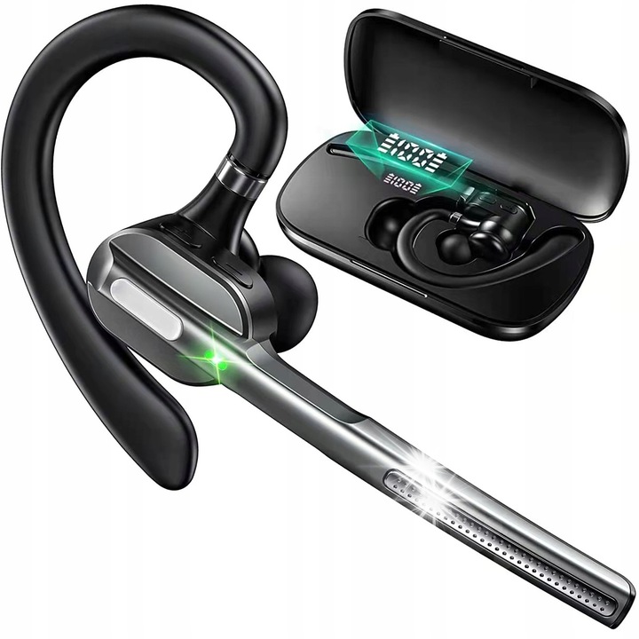 Casca Bluetooth Business C5, Fekete, 10m, 500mAh power bank