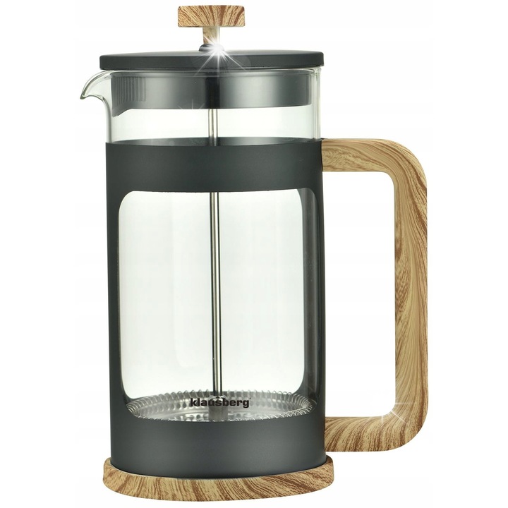 Zaparzacz French Press KLAUSBERG 1000ml, negru/imitatie lemn