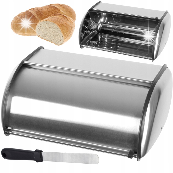 Cutie alimentara Brunbeste, chlebak metalic, argintiu, 36x23x14.5cm, design ergonomic, capacitate mare