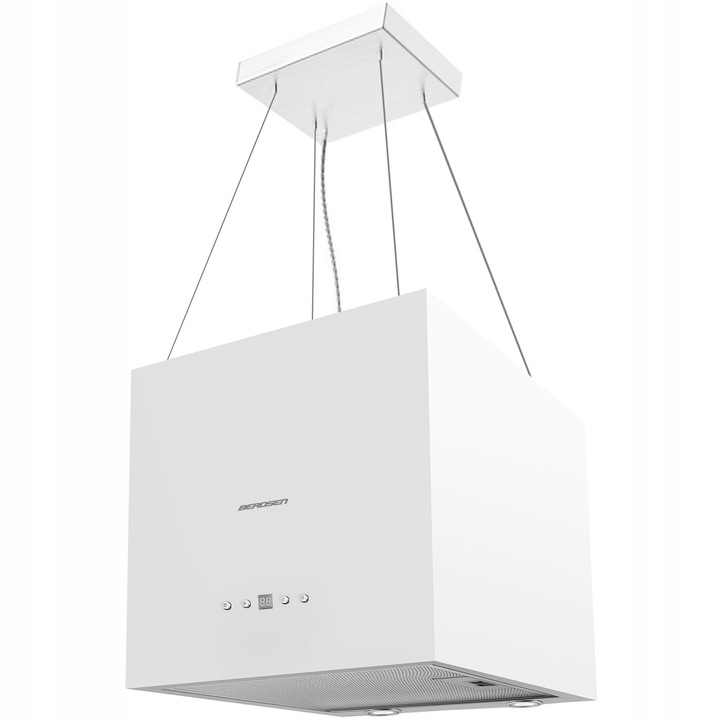 Hota de bucătărie suspendată, Berdsen, 40E, 750m3/h, iluminare LED, alb, 40x75x40cm