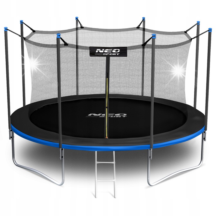 Trambulin 404 cm, Neo-Sport, biztonsági hálóval, fém létrával, 4 dupla lábbal