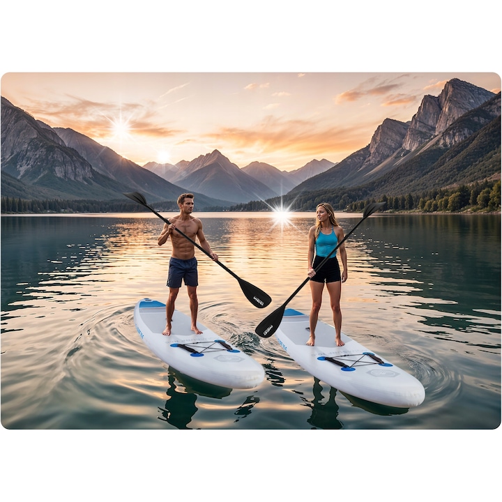 Deska SUP Aquasurf 320x81x15cm, set complet cu wioslo, pompka, plecak, 11kg, multicolor