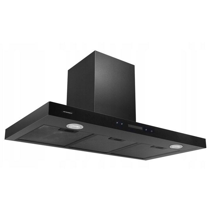 Hota de bucatarie Berdsen BE-90S, neagra, iluminare LED, sistem de ventilatie eficient, 90 cm