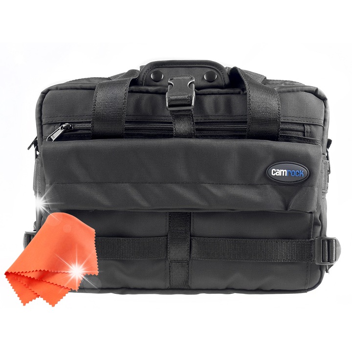 Torba foto Camrock Metro M10, neagra, dimensiuni 24x34x16cm, compartiment pentru laptop de pana la 13"