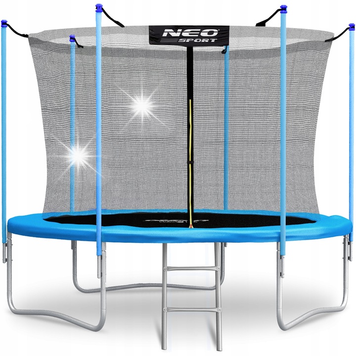 Kerti trambulin 312 cm, Neo-Sport, biztonsági hálóval és fém létrával