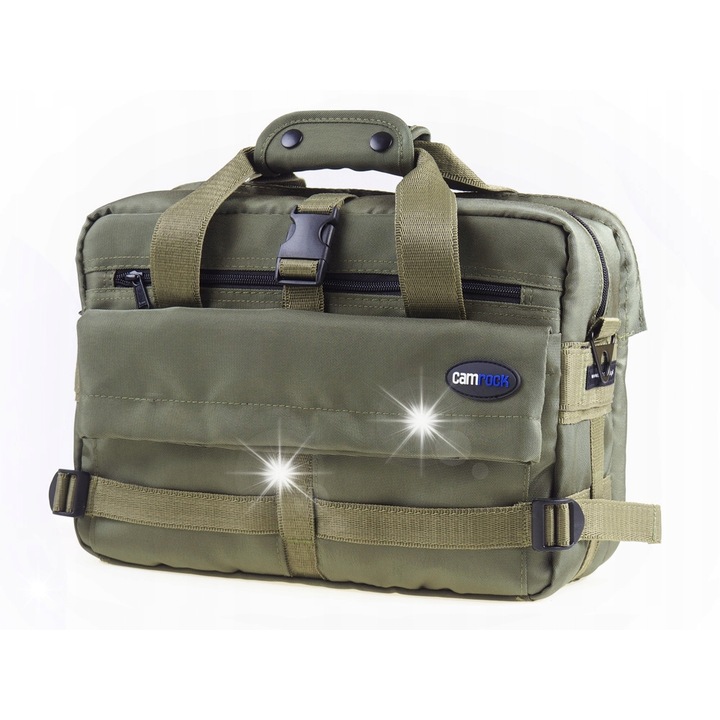Geanta foto Camrock Metro M10, khaki, 24x34x16cm, capacitate mare, pentru aparat foto si laptop de pana la 13"