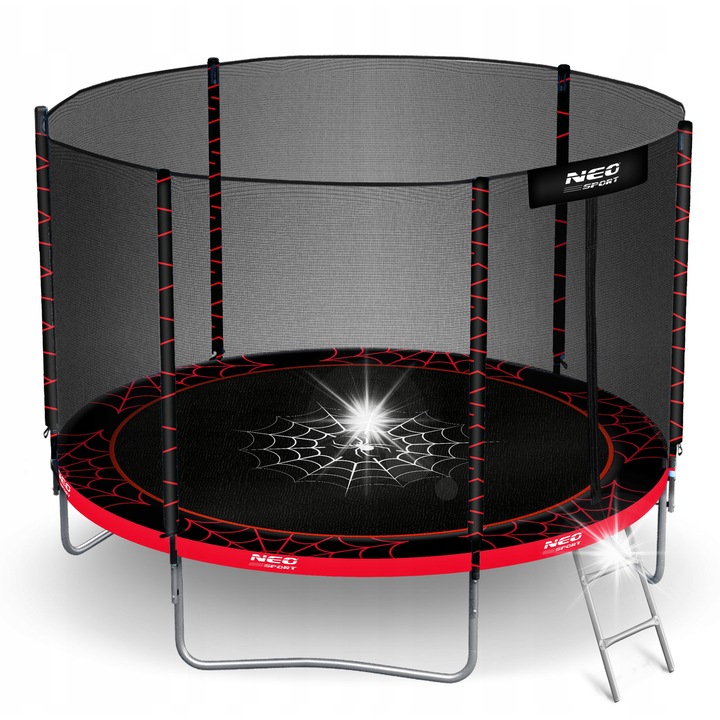 Kerti trambulin, Neo-Sport, 252 cm (8ft), biztonsági hálóval, fém létrával, 3 dupla lábbal