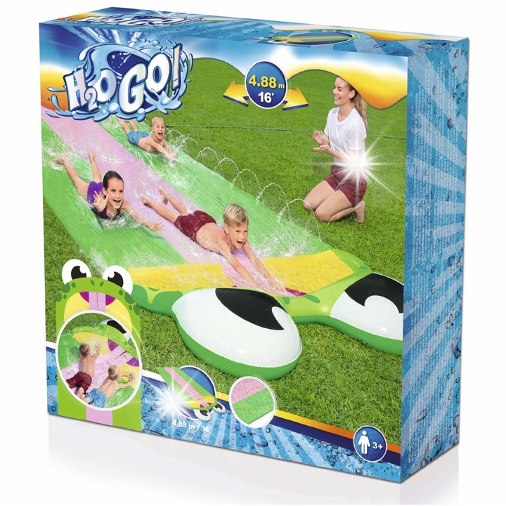 Водна пързалка за деца Bestway H2O GO! 488 см, 3 места, със сняг и водни дюзи