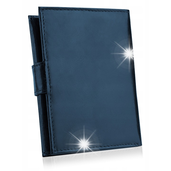 Portofel barbati, Betlewski, piele naturala, RFID, albastru, 9,5x12,3x3cm