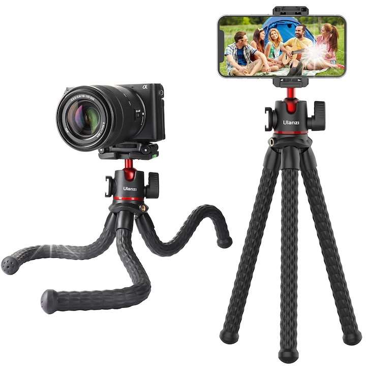 Stativ flexibil Ulanzi MT-33, inaltime 32cm, capacitate 2kg, culoare neagra, cu cap 3D demontabil
