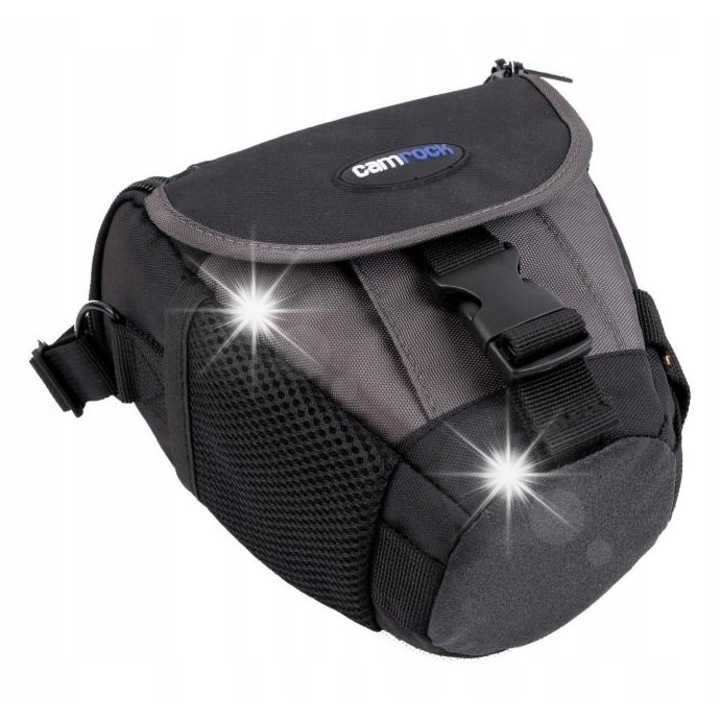 Geanta foto Camrock City V375, pentru aparat DSLR, 2 buzunare externe, 19x14x22cm, negru