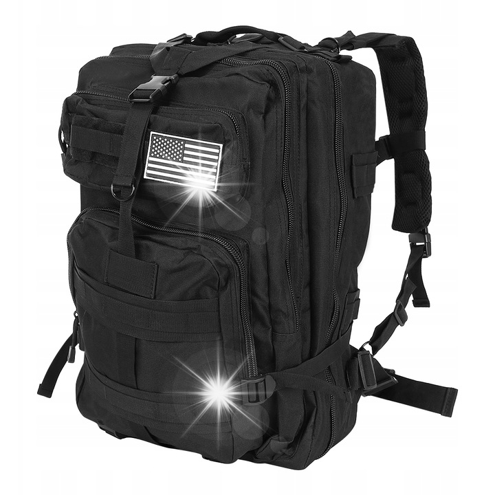 Rucsac militar 38L, Trizand, 5 compartimente, negru, 29x37x55cm