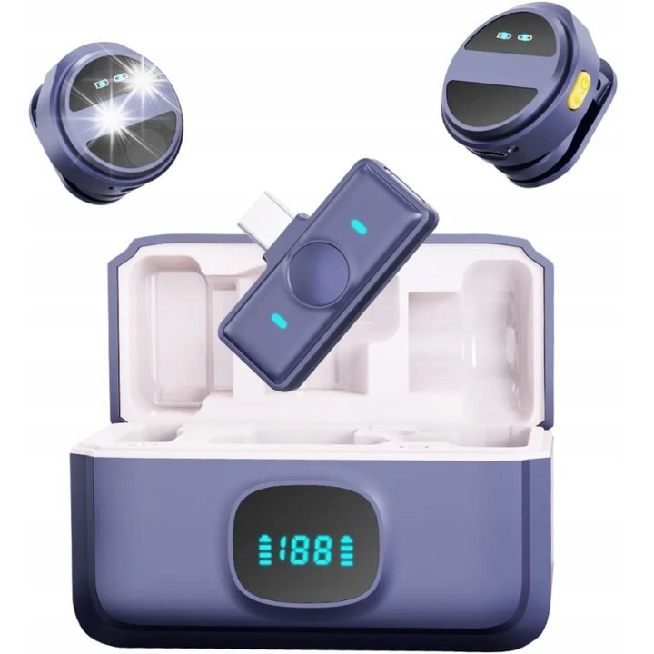 Microfon wireless SX21, ANC, Type-C, 600mAh, 30m, 13g