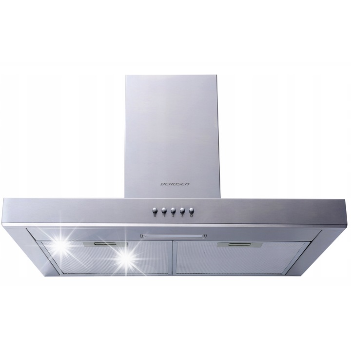 Hota de bucatarie, Berdsen, model BE-60A-T1, inox, 60x45cm, iluminare LED, 3 trepte de viteza