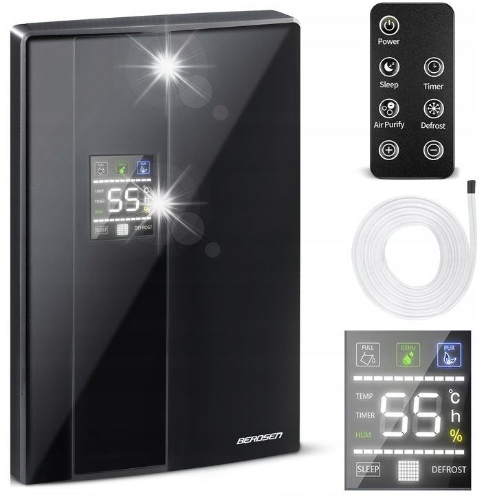 Berdsen BR-20 páramentesítő, 2000ml, Peltier technológia, légtisztító funkció, 24x14x36cm, fehér