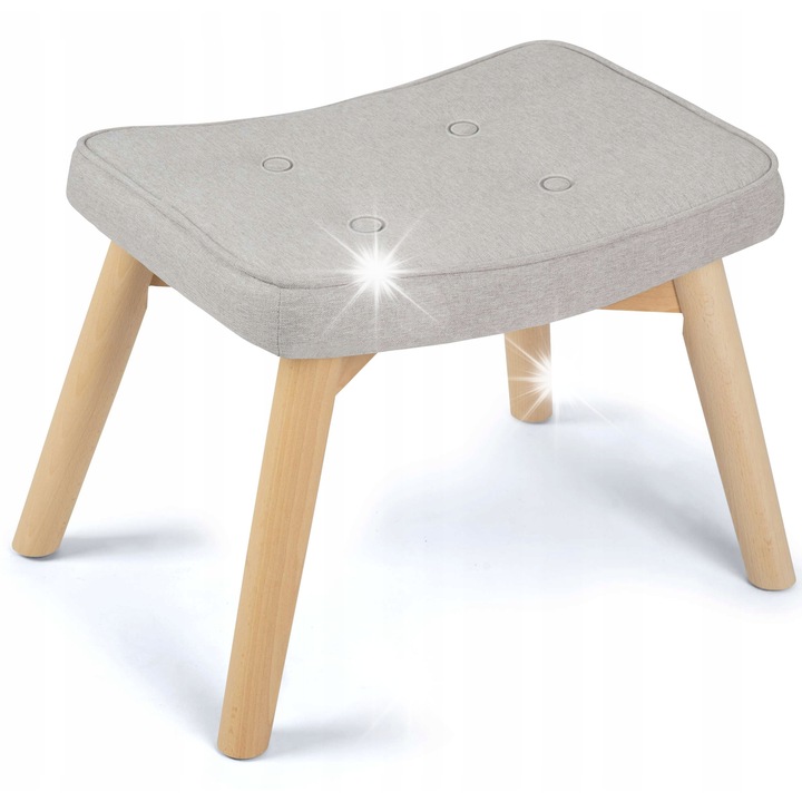 Sofotel kárpitozott puff, skandináv stílusú, világosszürke, 220g/m, 40x40x45cm