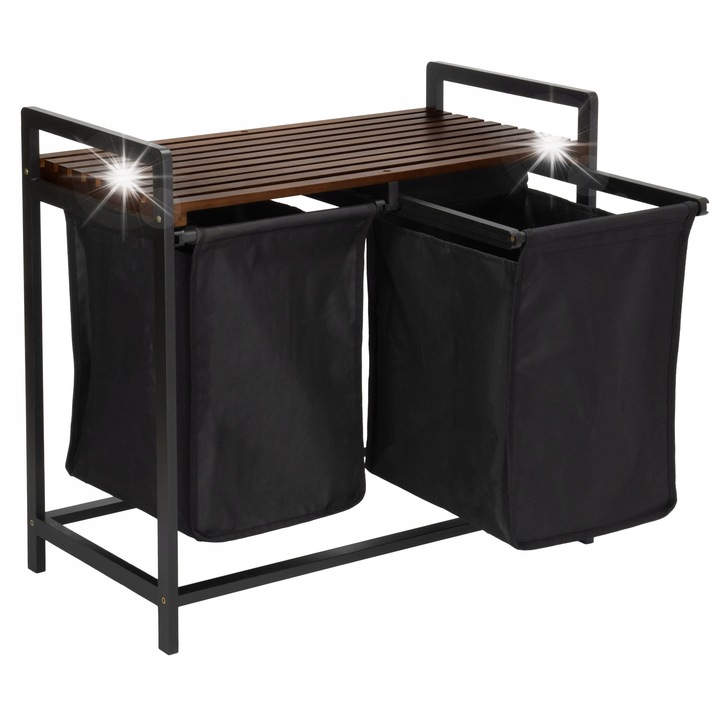 Кош за пране от бамбук GMM Group, 80L, с рафт