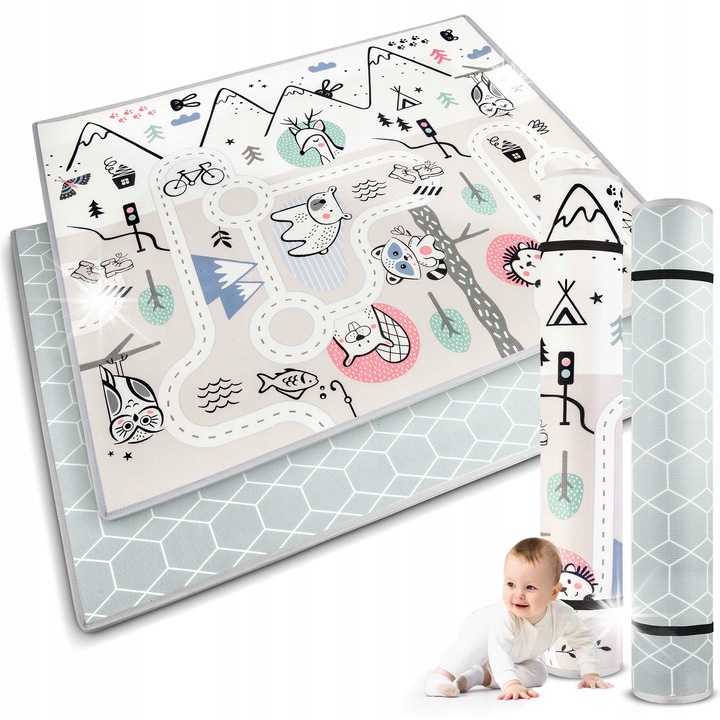 Covor educational din spuma Nukido 180x150x1,5cm, antiderapant, multicolor, pentru copii