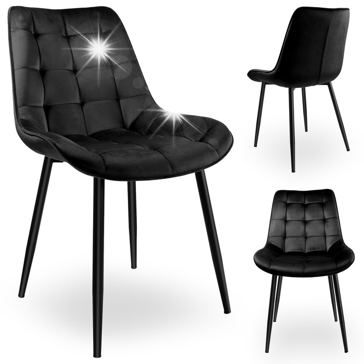 Kárpitozott szék, eHokery Norman, fekete, 88x53x60cm, teherbírás 120kg, loft stílus