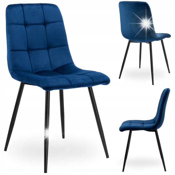 Scaun velur Denver, eHokery, albastru, 86x44x55cm, design ergonomic