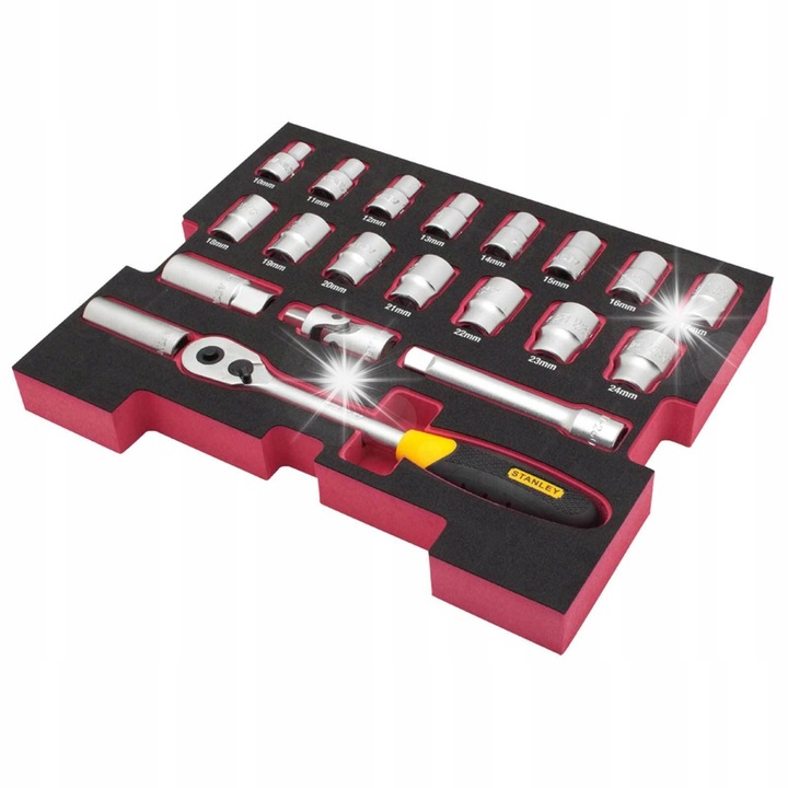 Set chei tubulare Stanley FaxMax TSTAK 20 piese 1/2", diverse dimensiuni