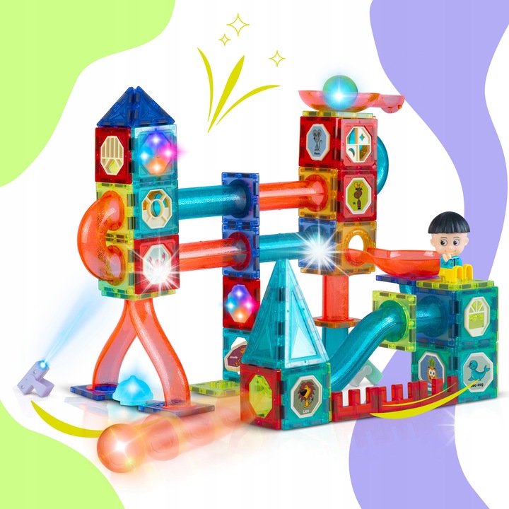Конструктор RicoKids, 150 части, магнитни, 3D, цветни