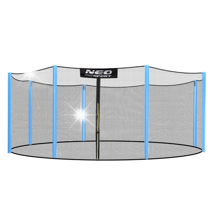 Мрежа за батут 366-374 см, Neo-Sport, 8 стълба, височина 180 см, с вход с цип