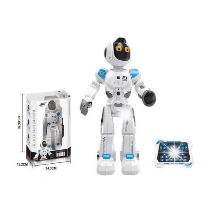 Robot interactiv programabil cu telecomanda, 22x12x39cm, alb, set complet