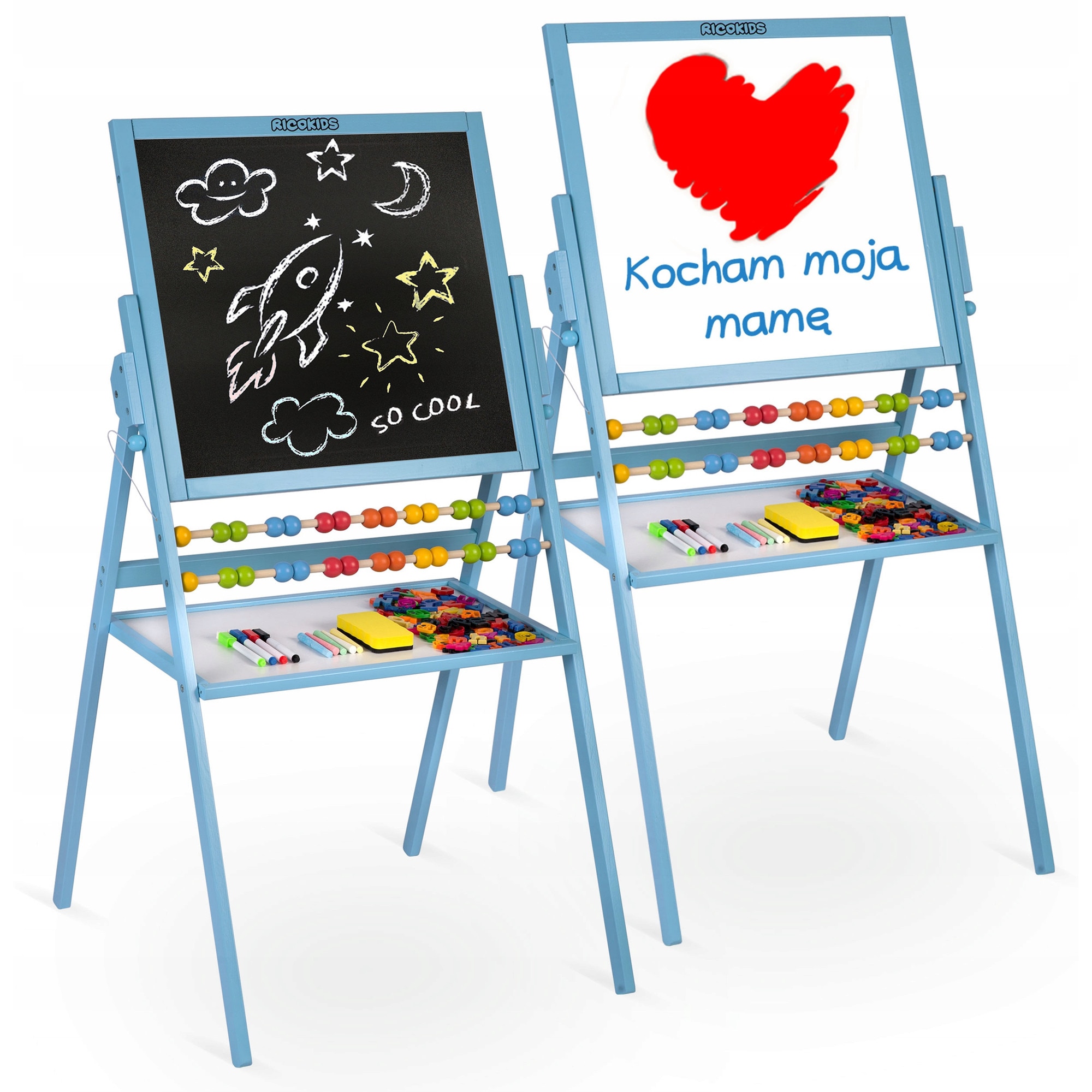 Tabla educationala dubla pentru copii Ricokids, magnetica si cu
